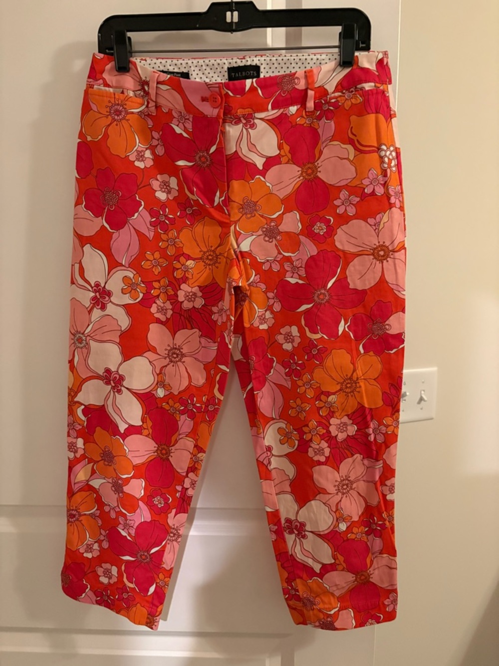 Talbots Bright Floral Cropped Pants in Red, Pink & Orange
